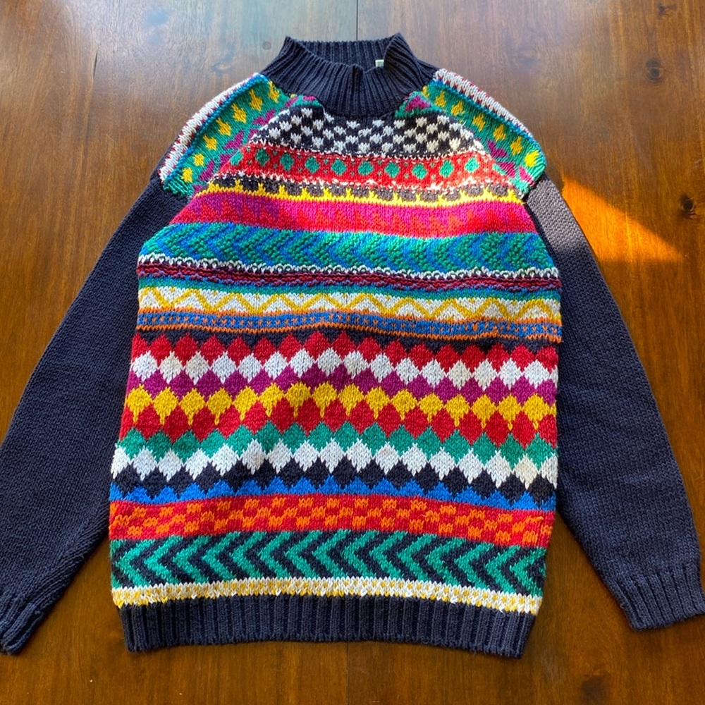 Vintage Sportables Colorful Knit Sweater Size L
